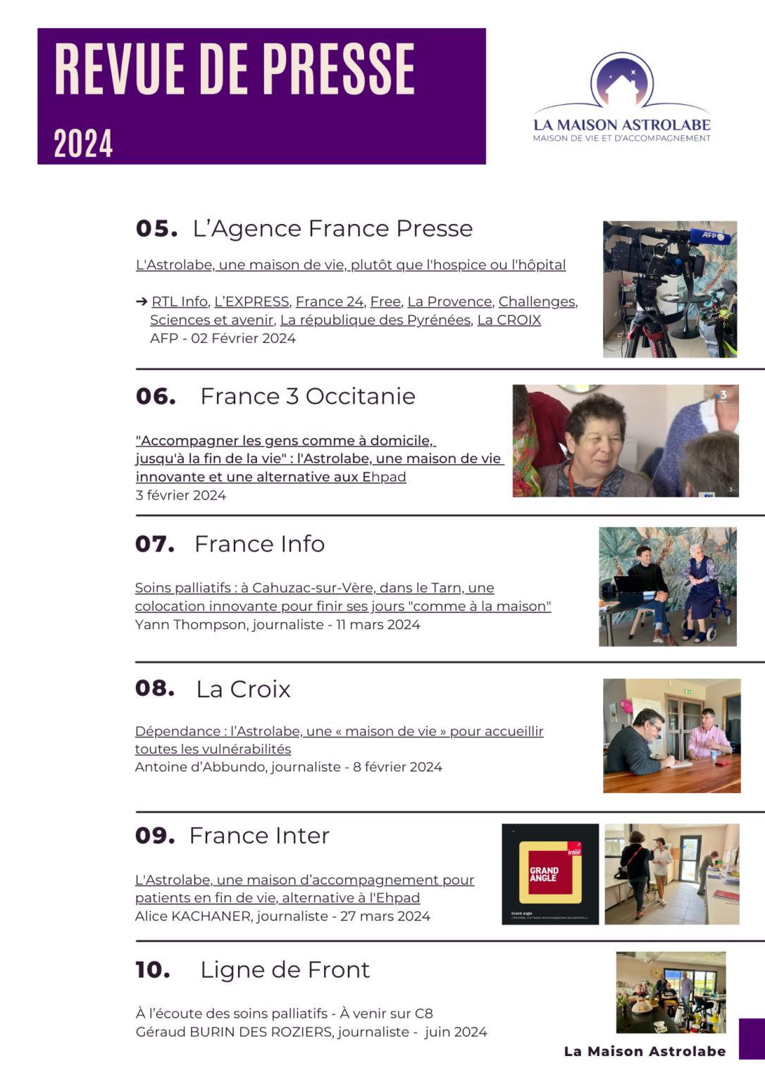 Revue de presse 2023 - 2024 - La Maison Astrolabe